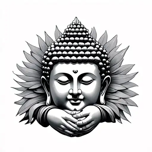 Buddha Head Face Holding Hands Holding