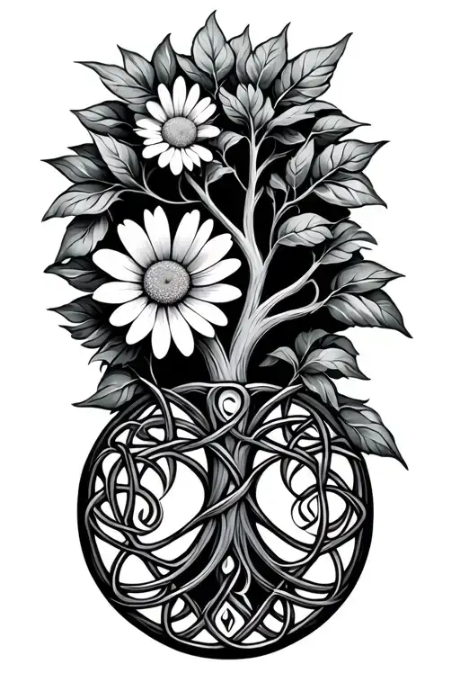 Celtic Tree Of Life With A Daisy Incorporated