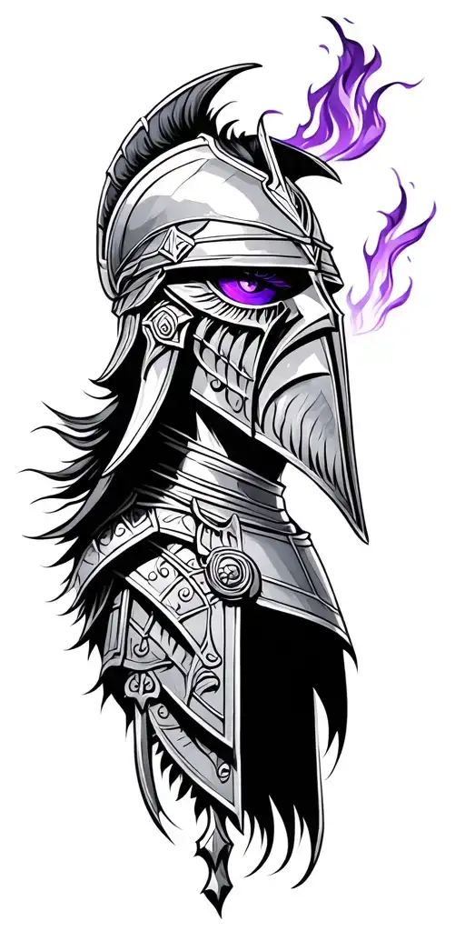 Trojan Soldier With Purple Flaming Eyes