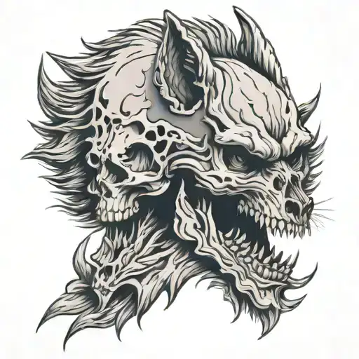 Lone Wolf With Skull