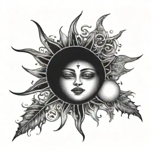 Sun And Moon With Yaburnee Writing