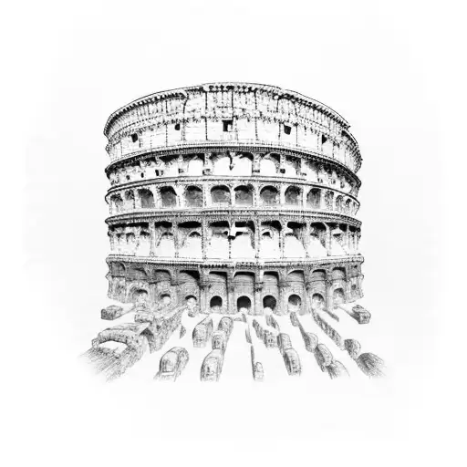 A Roman Colosseum Surrounded By Chinese Symbols Of Wisdom