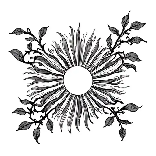 Fine Line Sun Casting Rays Onto A Delicate Vine With Waves