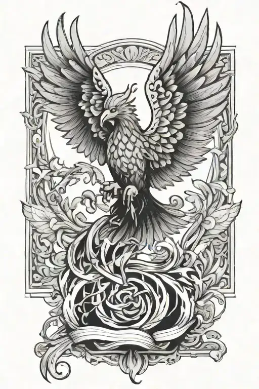 Phoenix Rising From Ashed In Open Book