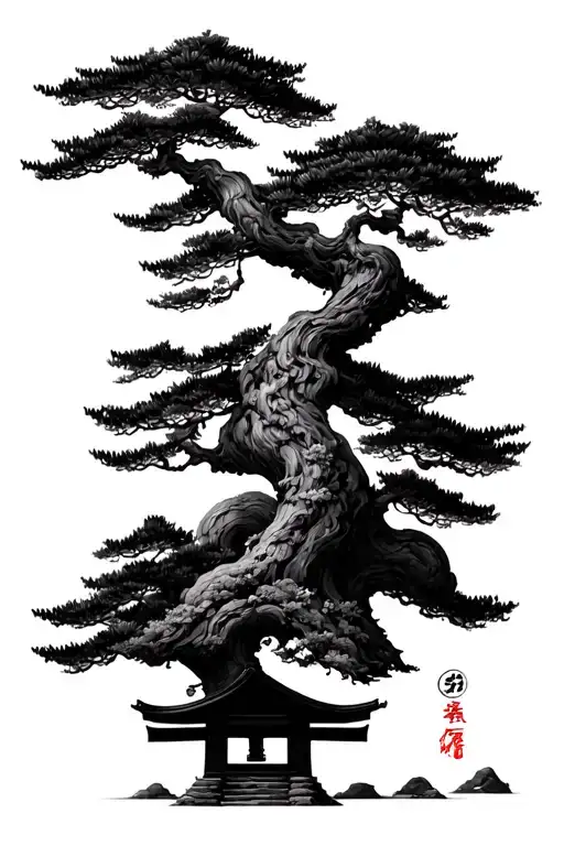 Bonsai Tree Con Torii Gate