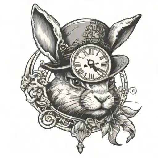 Rabbit With A Clock In A Hat