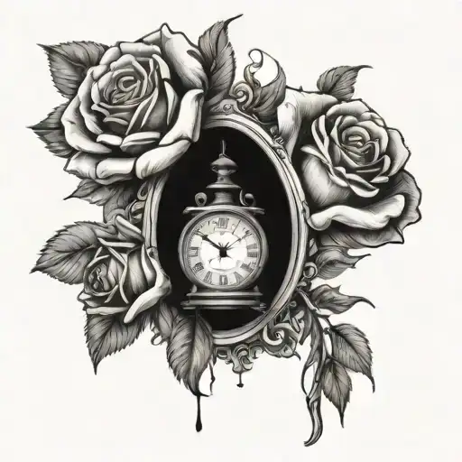 Roses And Clock And Christ Crucified And Heads