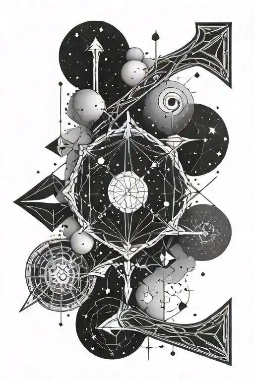 Geometric Arrow Aquarius And Cancer Constellation Intertwined