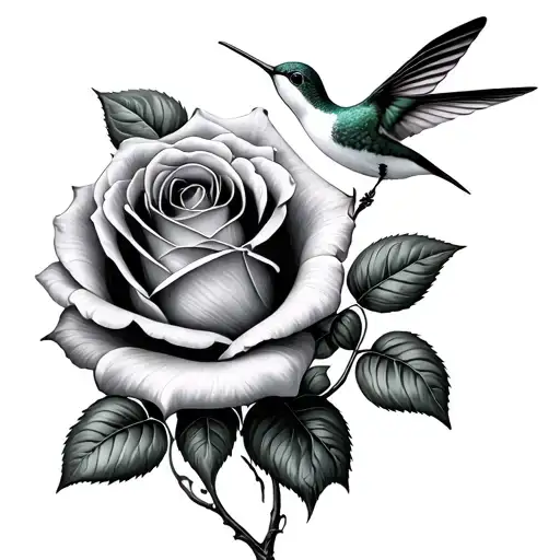Rose And Hummingbird