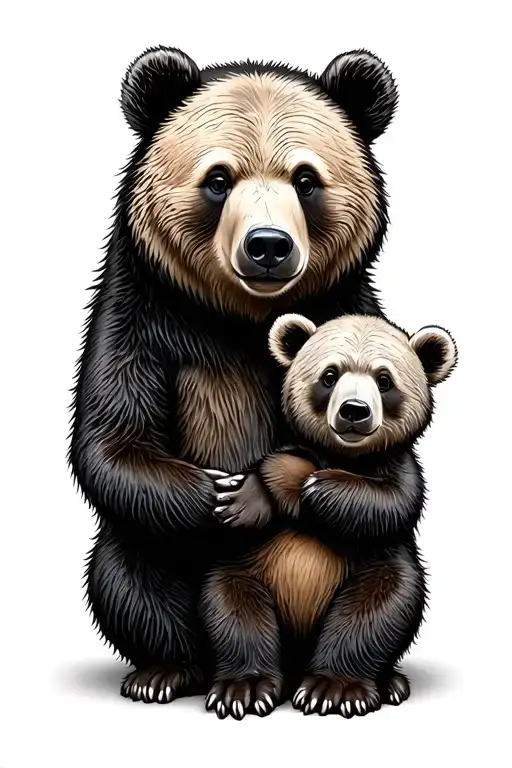 Bear And Baby Bear Sitting