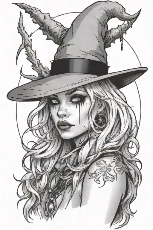 Wild Witch With Black Eyes And Blonde Hair