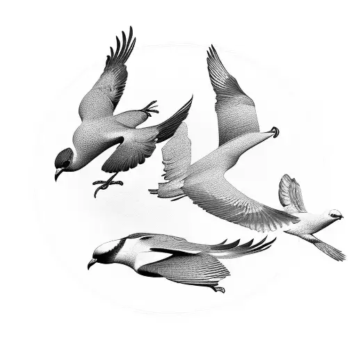 Three Birds Flying In A Circle