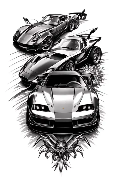 Make A Design For A Tattoo For A Person Who Loves Sports Car Bikes And To Live Rich Lifestyle