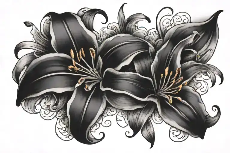 Lily Flowers With A Japanese Word And Infinity Symbol