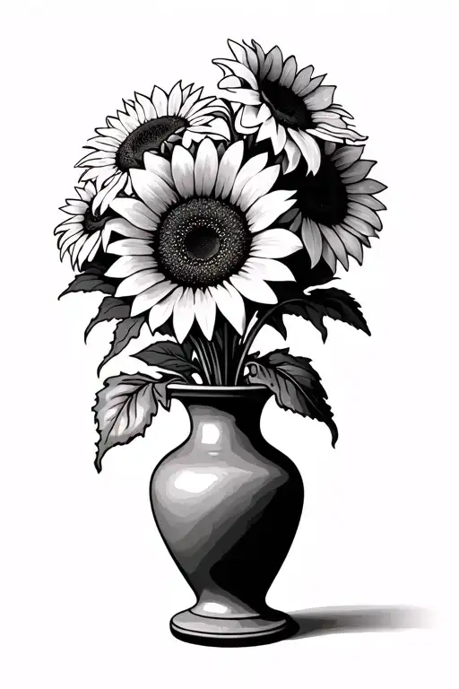 Trad Style Vase With Sunflowers