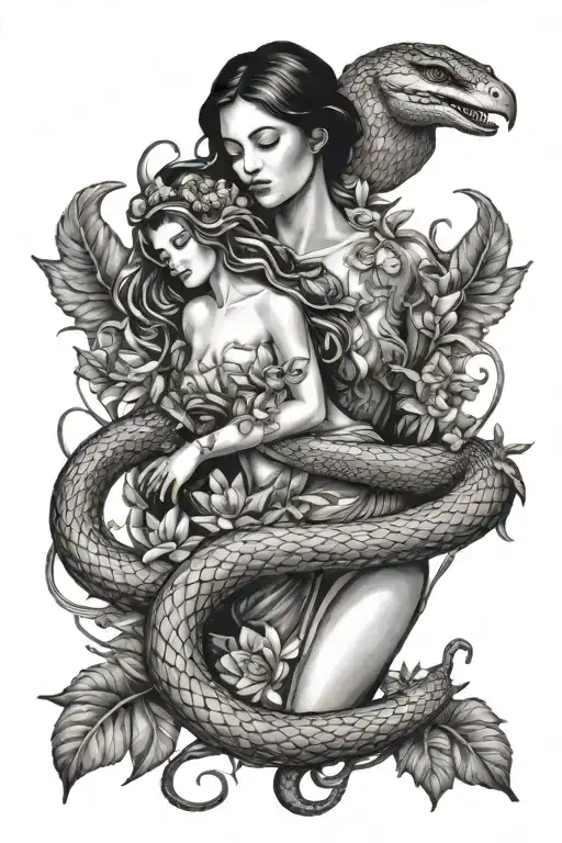 Garden Of Eden With Snake And Angel