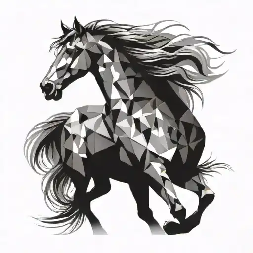 Horse Galloping Through A Field Geometric Shapes