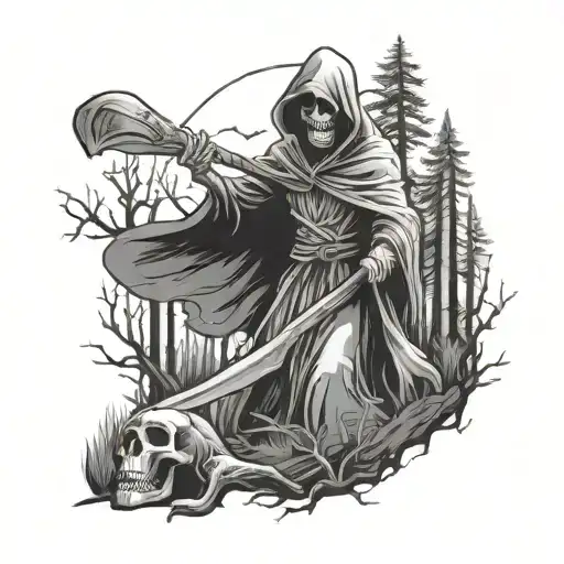 Grim Reaper In Woods