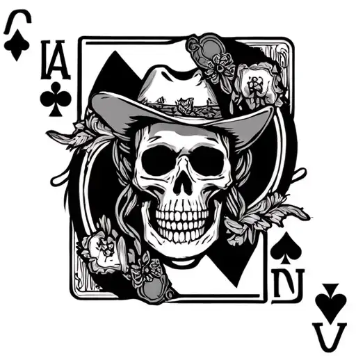 Western Style With Playing Card With A Skeleton Cowboy