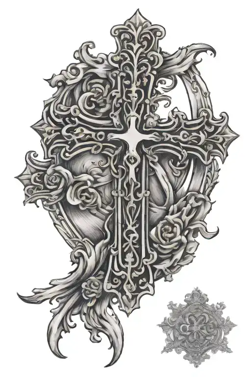Cross With Verse Inside With Western Design Background