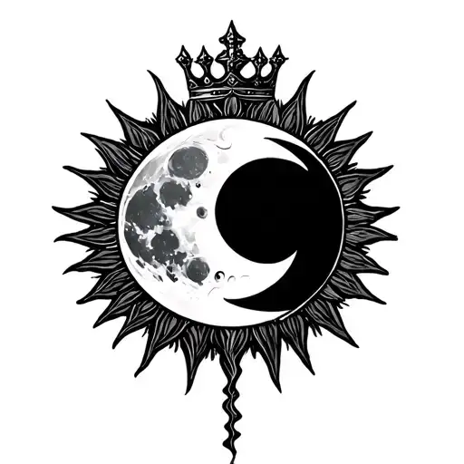 Moon And Sun Sending Energy Into A King Crown
