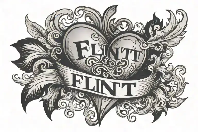 A Masculine Heart With The Word Flint In It