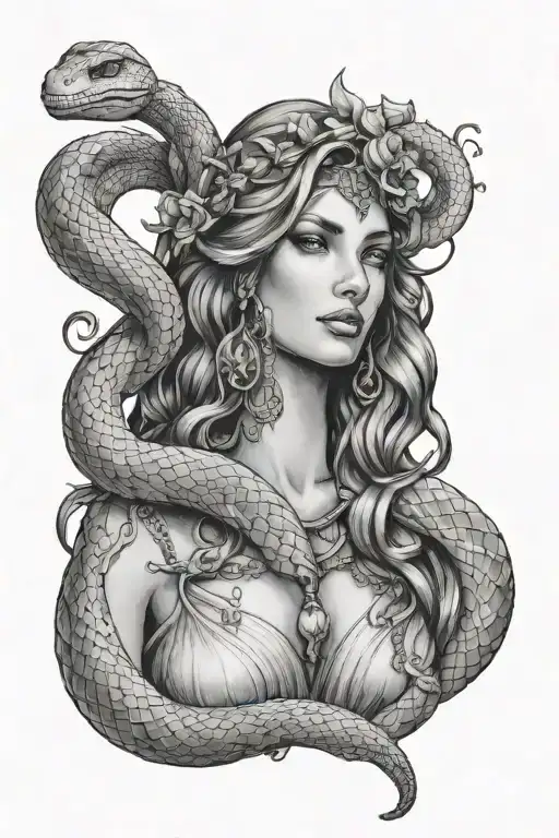 Themis Is Wrapped In A Snake In Her Paws