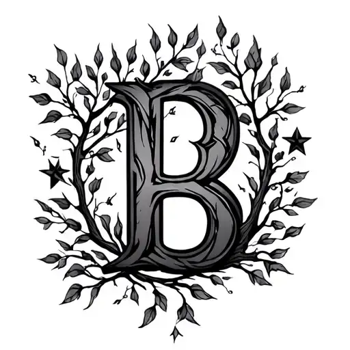 Willow Tree With Stars For Leaves And A Capital B In The Middle To Look Like Knot