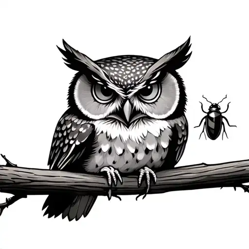 Owl With Lincoln Log And June Bug