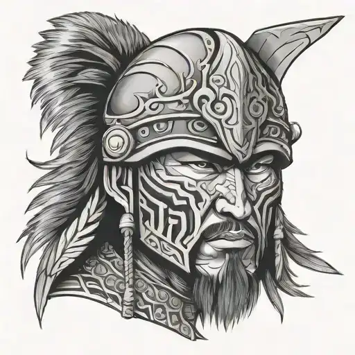 Turkic Warrior Face Aggressive Look