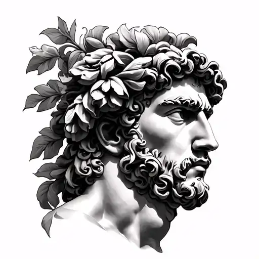 Greek Scene With Old Dionysus Realism Style