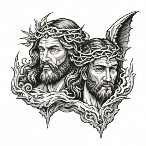 Jesus And Satan Water Sking