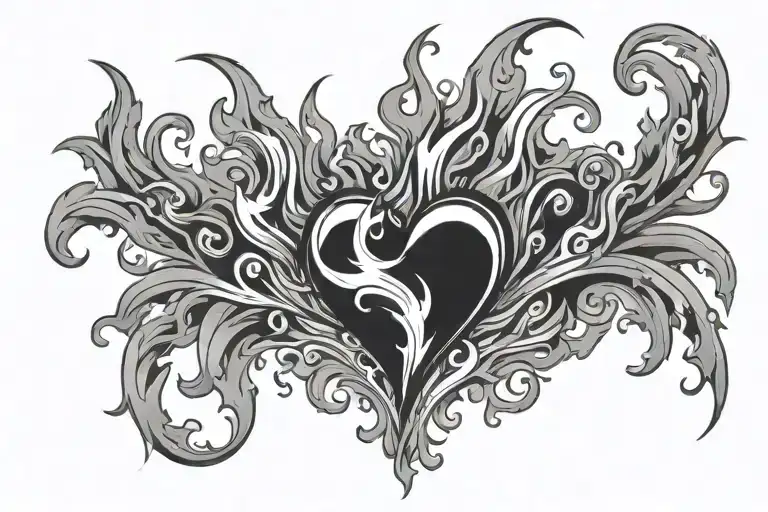 Heart On Fire In Flames On Lower Back