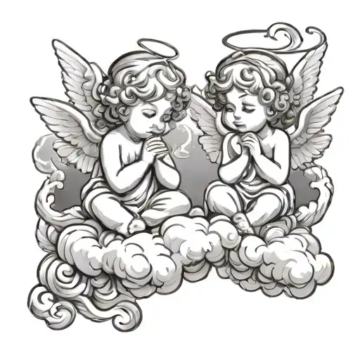 2 Little Angels On A Cloud Simple Design