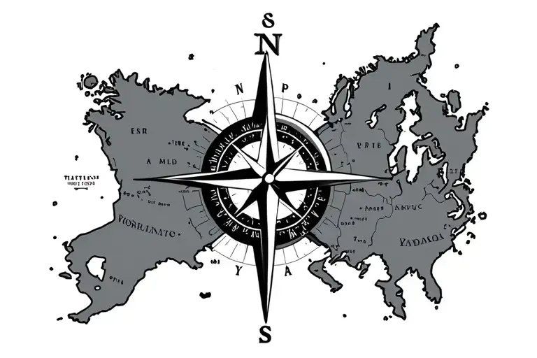 Compass Over Map Outline
