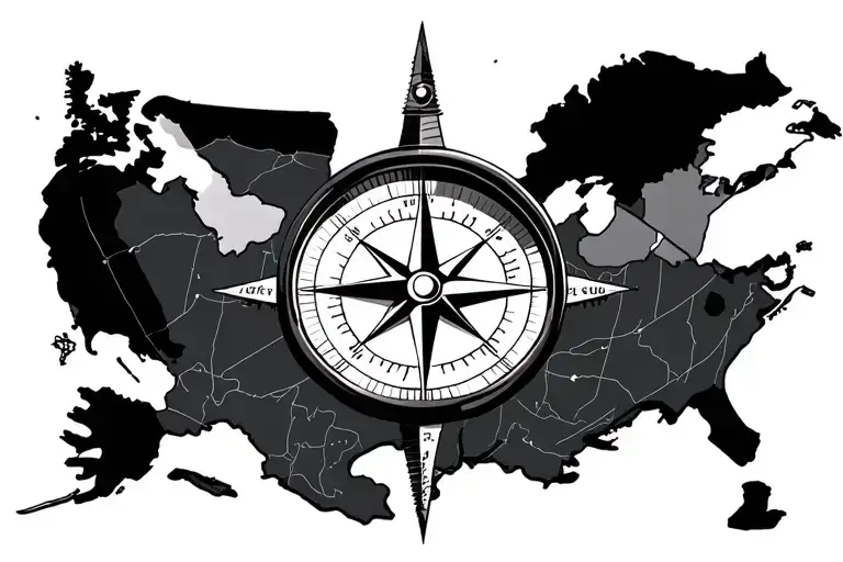 Compass Over Map Outline