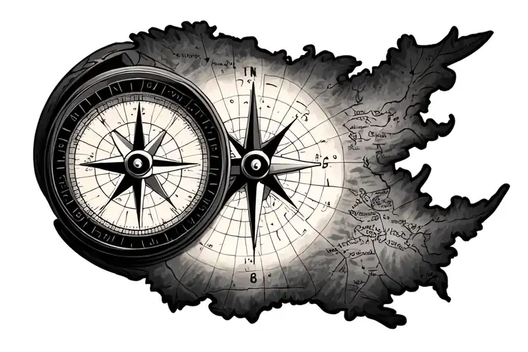 Compass Over Map Outline