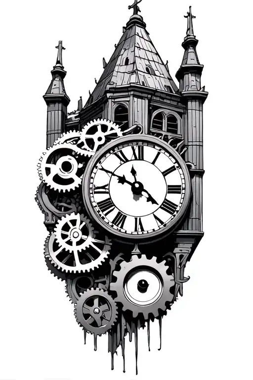 Clock Tower With Gears Incorporated