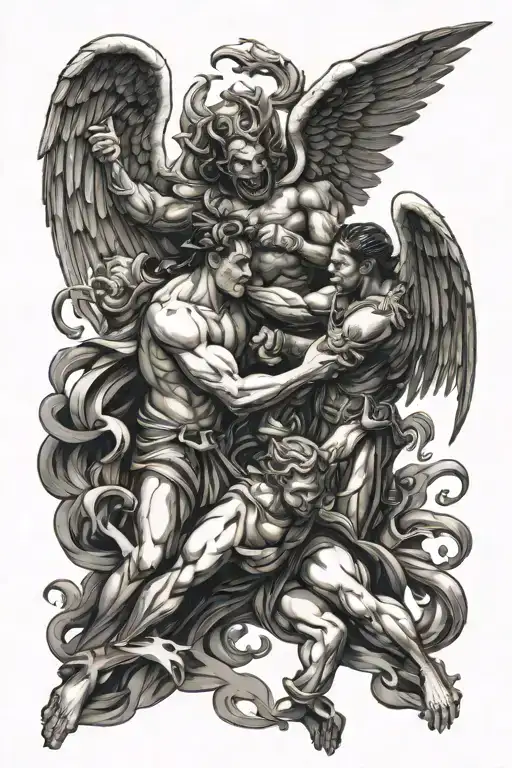 Angel And Demons Fighting