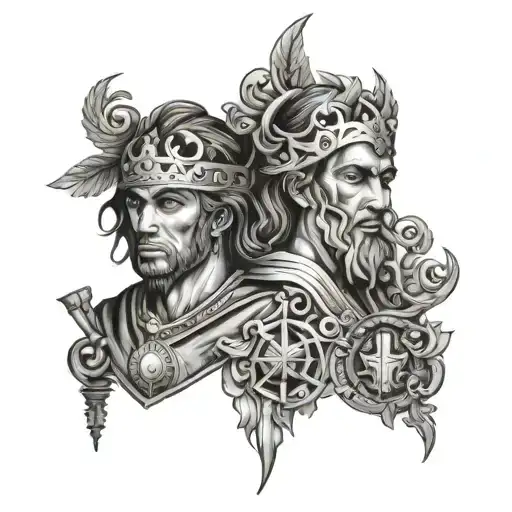 Arcangel San Miguel And Gemini Faces