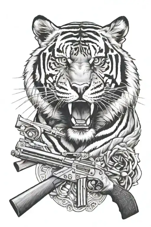 Tiger And Gun