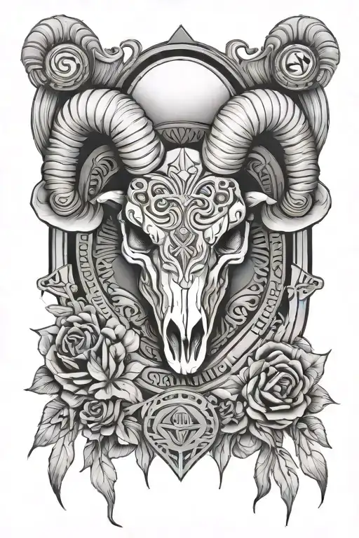 Ram Skull And All Seeing Eye Symbol