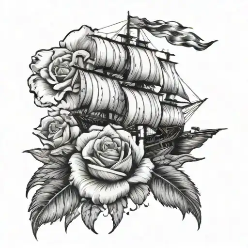 Rose With Pirate Ship