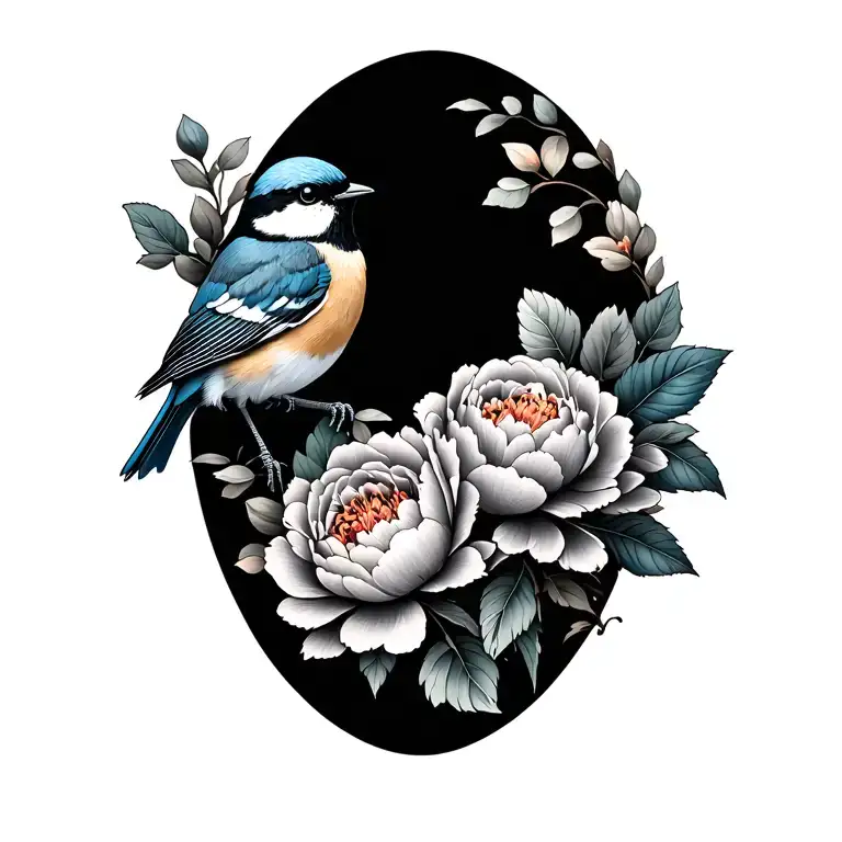 Chickadee And Bluebird With Peonies Flower With Lyrics