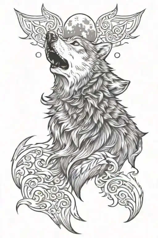 Wolf With Howling The Moon