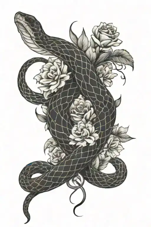 Snake And Flowers Intertwined