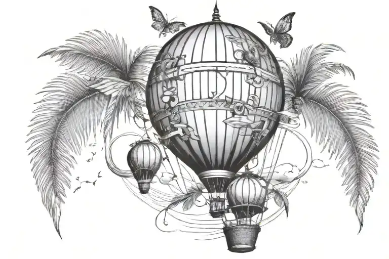 Hot Air Balloon Palm Tree Grasshopper Owl Pisces