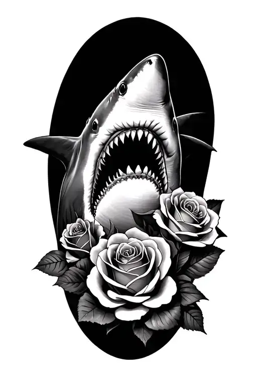 Shark And Roses Intertwined