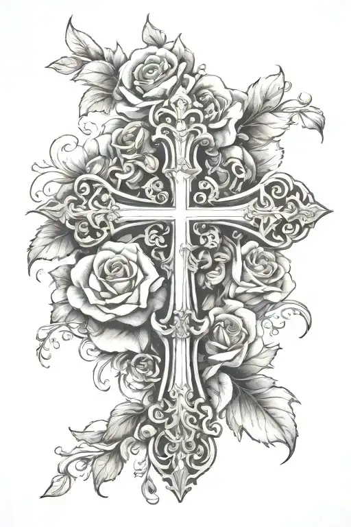 Cross Tattoo Rose