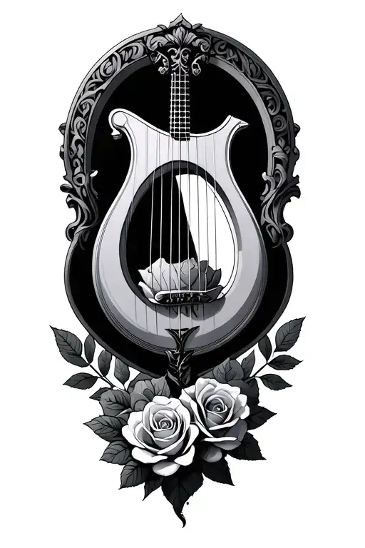 A Half Cyberpunk Half Normal Lyre With Roses